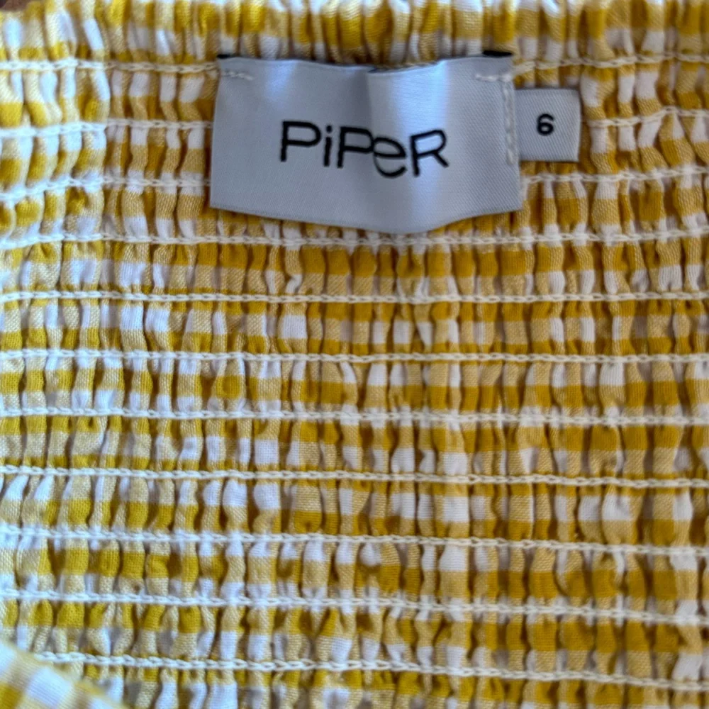 Piper Pleated Bodice Organic Cotton Mini Dress in Mustard Gingham - Picture 8 of 8